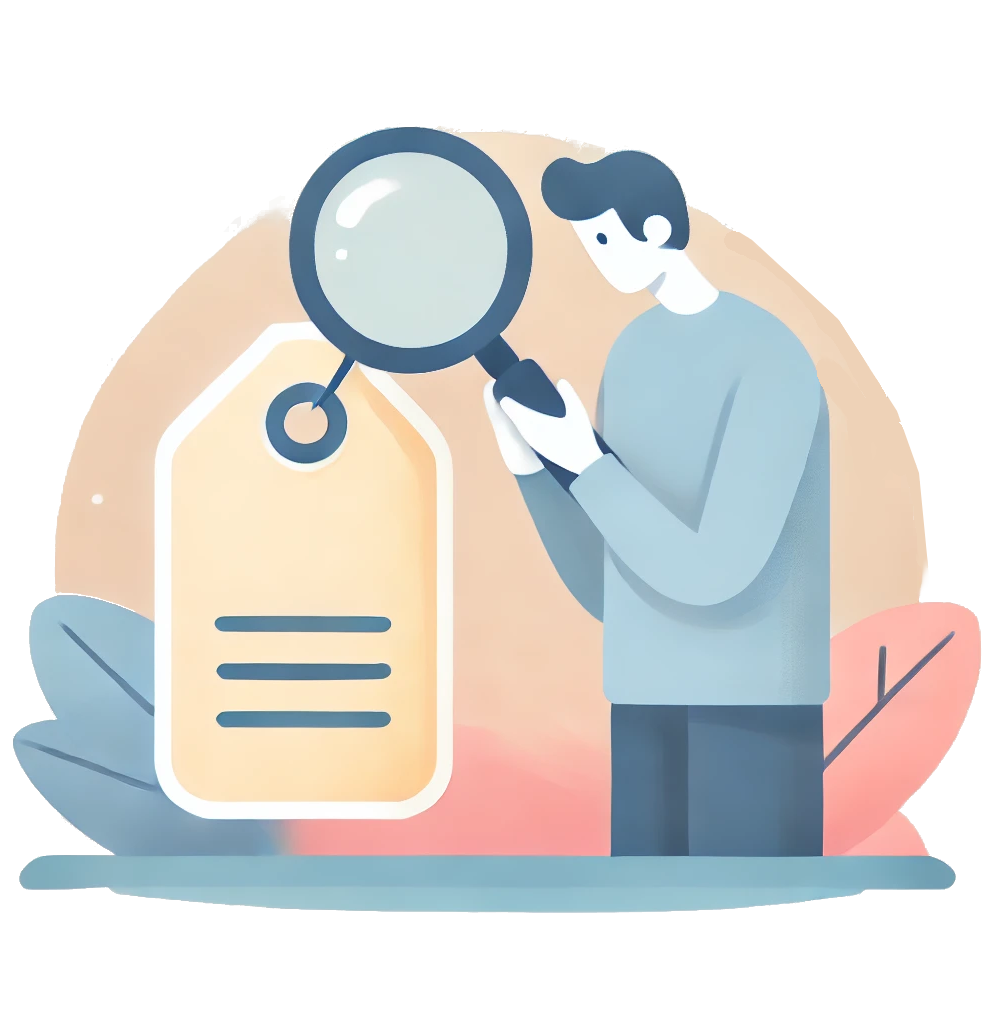 Lupe auf Preisschild